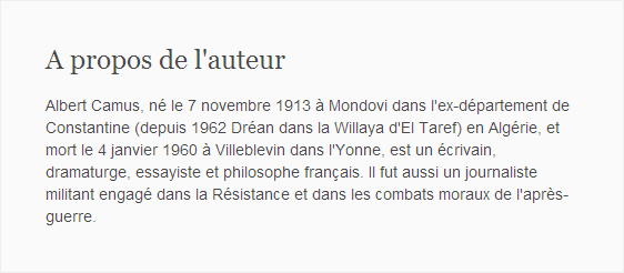 A propos d'Albert Camus