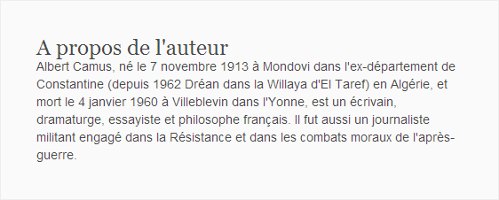 A propos d'Albert Camus