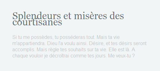 Splendeurs et misères des courtisanes